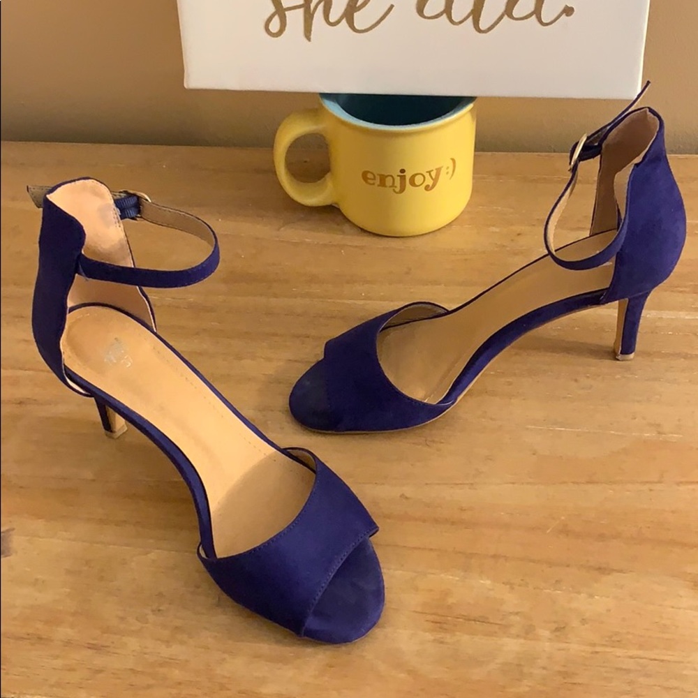 Indigo open-toe heels